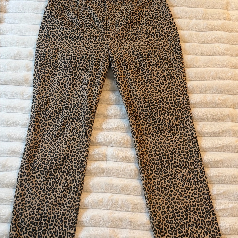 J. Crew Tan Leopard Print Straight Leg Jeans